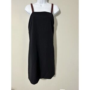 REED KRAKOFF Black Virgin Wool Silk Mini Dress Leather Trim Open Sides Sz 4